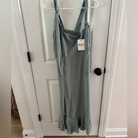 Show me your mumu claire midi dress in silver sage crisp NWT - Picture 3 of 3